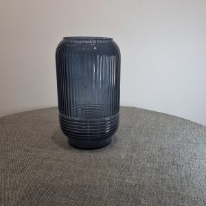 Adam blue ribbed glass vase