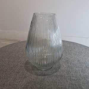Baise Ribbed small clear glass vase