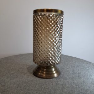 Nikolas diamond beige large glass decor hurricane