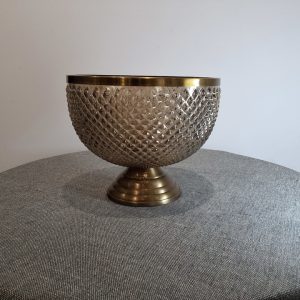 Nikolas diamond beige large glass decor bowl