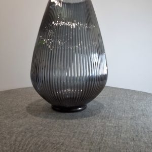 Baise Ribbed large smoke glass vase