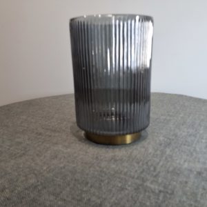 Kirek ribbed small smoke glass vase