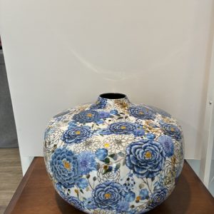 Martin blue-white speckled big metallic vase