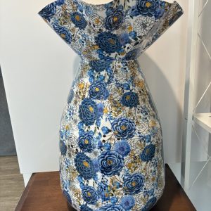 Martin blue-white speckled large metallic vase