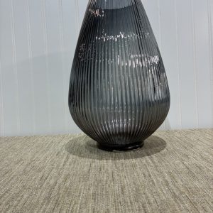 Baise Ribbed small Smoke glass vase -