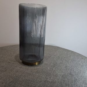 Kirek ribbed large smoke glass vase