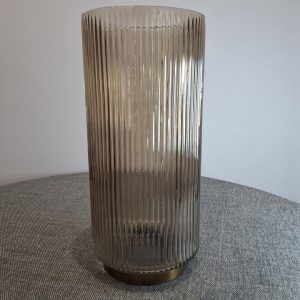 Kirek ribbed large beige glass vase