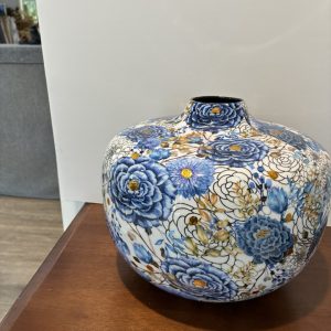 Martin blue-white speckled medium metallic vase